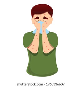 Icono de gripe o sarampión. Caricatura del icono del vector de la gripe o del sarampión para el diseño web aislado en fondo blanco