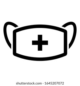 Flu medical mask vector icon isolated on white background