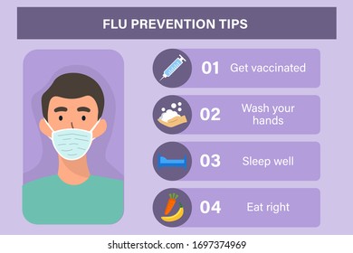 Flu prevention tips infographic template