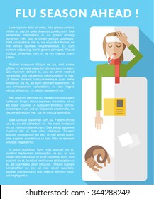 Flu Season Ahead. Information Brochure Template. Flu Infographic With Text Area.