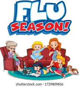 Flu Season Sign With Family Member Illustration