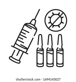 Flu shot black line icon. A vaccine given with a needle, usually in the arm. Pictogram for web page, mobile app, promo. UI UX GUI design element. Editable stroke.