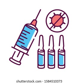 Flu shot color line icon. A vaccine given with a needle, usually in the arm. Pictogram for web page, mobile app, promo. UI UX GUI design element. Editable stroke.