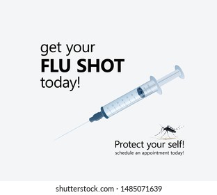Flu shot immunization concept with syringe.
