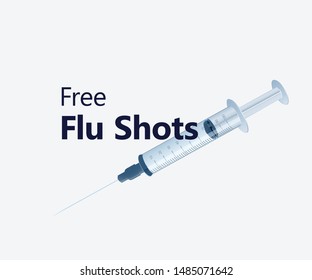 Flu shot immunization concept with syringe.