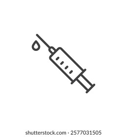 Flu Shot line icon. linear style sign for mobile concept and web design. A syringe with a droplet outline vector icon. Vaccine injection symbol, logo illustration. Vector graphics