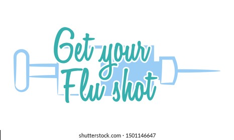 Flu shot vaccine badge set. With syringe needle injection icon. For medical websites. Vaccination sign design. Healthcare immunize wellness. Inoculation influenza prevention vector poster illustration