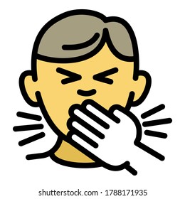Icono de estornudo gripal. Icono de vector de estornudo de contorno para diseño web aislado en fondo blanco