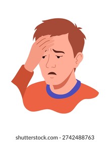 Flu symptom. Man showing cold symptom. Dizziness illness. Vector flu prevention poster