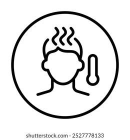 Ilustración vectorial de la línea de íconos de los síntomas de la gripe