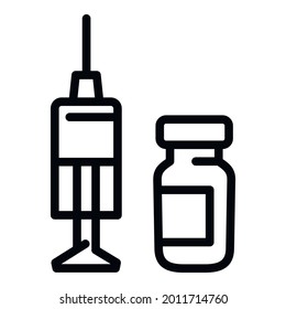 Flu syringe icon. Outline flu syringe vector icon for web design isolated on white background