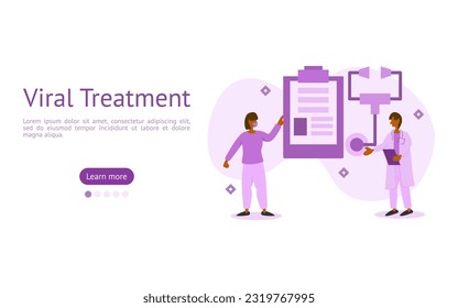 flu treatment illustration set. character goes to clinic and doctor diagnosed them patient with flu symptoms. treatment symptoms concept vector.