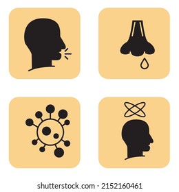 Iconos de gripe y virus configurados. Símbolo de paquete de gripe y virus elementos vectores para web infográfica