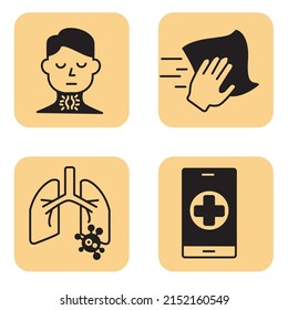 Iconos de gripe y virus configurados. Símbolo de paquete de gripe y virus elementos vectores para web infográfica