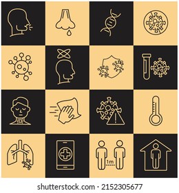 Iconos de gripe y virus configurados. Símbolo de paquete de gripe y virus elementos vectores para web infográfica