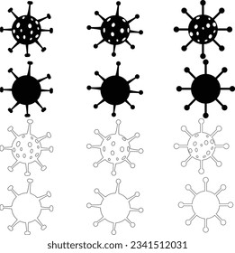 Flu virus vector icons collection. Virus silhouettes