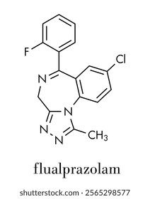 Flualprazolam tranquilizer molecule Skeletal formula.