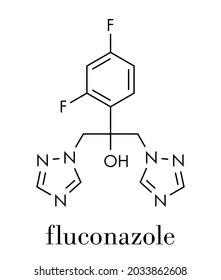 Fluconazole antifungal drug (triazole class) molecule. Skeletal formula.