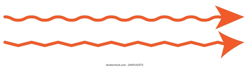 Fluctuating arrow, curvy, zig-zag, criss-cross arrow shape element. vector illustration. eps 10