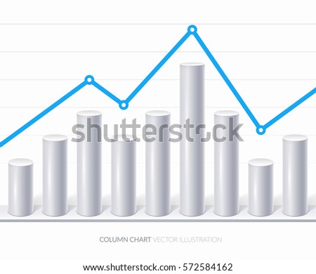 Fluctuating bar graph with blue arrow