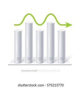 Fluctuating bar graph with green arrow