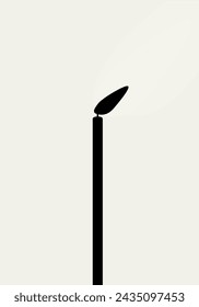 Fluctuating flame of a wax candle. Flame in the wind. Blowing out a candle. Memory of. Flat design. Vector.
