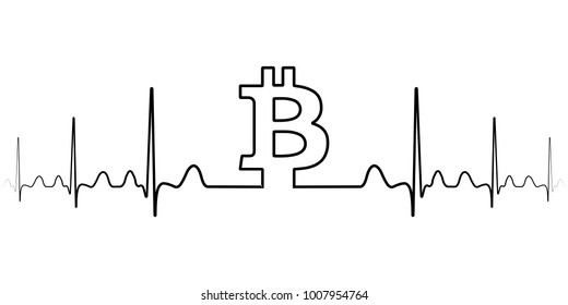fluctuation in the exchange rate of the bitcoin illustration, vector fluctuation of bitcoin one line drawing, minimalism art