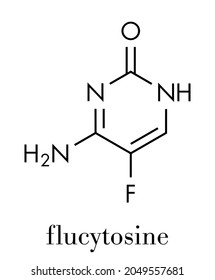 Flucytosine (5-fluorocytosine) antimycotic drug molecule. Skeletal formula.