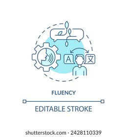 Fluency, language proficiency soft blue concept icon. Linguistic skills. Round shape line illustration. Abstract idea. Graphic design. Easy to use in infographic, presentation, brochure, booklet
