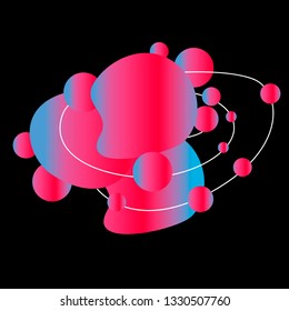 Fluent gradient circle neon orbital illustration with line art curve in modern style. Can be used for flow design poster, electronic music technology cover, flyer, logo, t-shirt print.