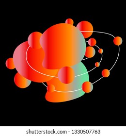 Fluent gradient circle neon orbital illustration with line art curve in modern style. Can be used for flow design poster, electronic music technology cover, flyer, logo, t-shirt print.