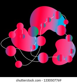 Fluent gradient circle neon orbital illustration with line art curve in modern style. Can be used for flow design poster, electronic music technology cover, flyer, logo, t-shirt print.