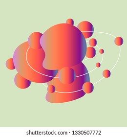 Fluent gradient circle neon orbital illustration with line art curve in modern style. Can be used for flow design poster, electronic music technology cover, flyer, logo, t-shirt print.