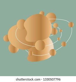 Fluent gradient circle neon orbital illustration with line art curve in modern style. Can be used for flow design poster, electronic music technology cover, flyer, logo, t-shirt print.