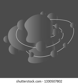 Fluent gradient circle neon orbital illustration with line art curve in modern style. Can be used for flow design poster, electronic music technology cover, flyer, logo, t-shirt print.