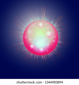 Fluent gradient circle neon orbital illustration with sun in modern style. Can be used for flow design poster, electronic music technology cover, flyer, logo, t-shirt print.
