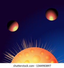 Fluent gradient circle neon orbital illustration with sun in modern style. Can be used for flow design poster, electronic music technology cover, flyer, logo, t-shirt print.
