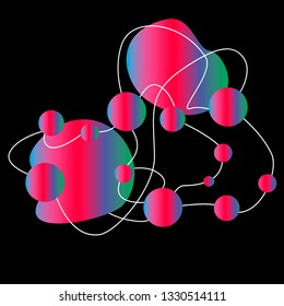 Fluent gradient circle neon rainbow orbital illustration on the black background  in modern style. Can be used for flow design poster, electronic music technology cover, flyer, logo, t-shirt print.