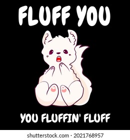 fluff you you fluffin fluff funny cat kitten unisex baseball ( design vector illustration for use in design and print wall art poster canvas