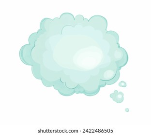 Fluffy air cloud on a white background. Pastel colors in shades of blue