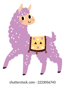 Fluffy alpaca animal. Cute cozy llama character