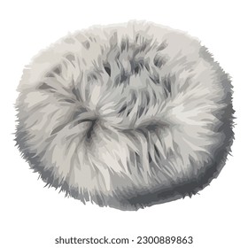 Fluffy animal shapes in organic wool material over white