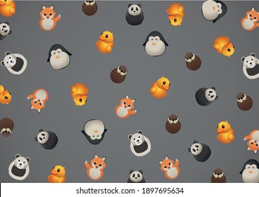 
Fluffy Animals. Vector illustration. Animal background