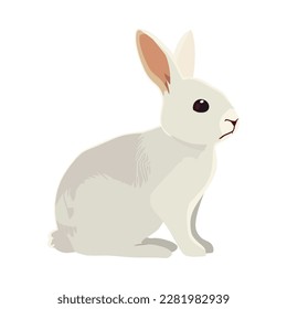 Fluffy baby rabbit sitting on nature isolated