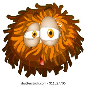 Fluffy ball with face illustration