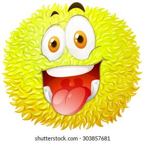 Fluffy ball with happy face illustration
