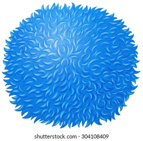 Fluffy blue ball on white illustration