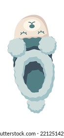 Fluffy blue slippers flat icon Fanny dog design
