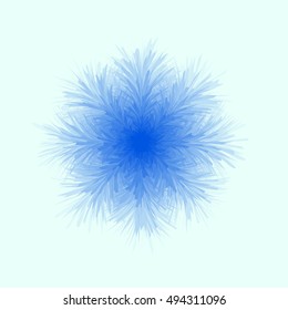 Fluffy blue snowflake on white background in vector