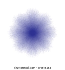Fluffy blue snowflake on white background in vector